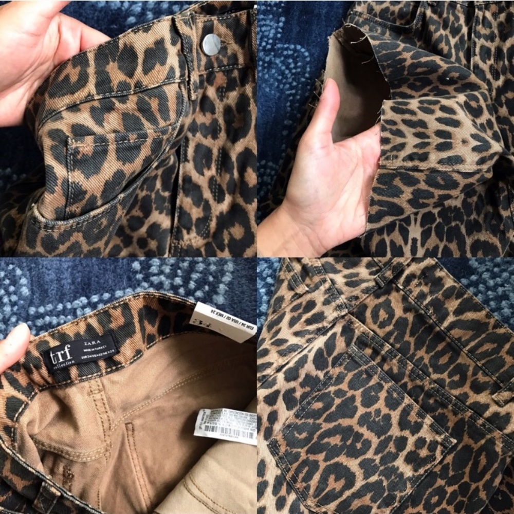 ๐ ZARA CAPRI WIDE LEG LEOPARD PRINT JEANS! - Picture 6 of 8